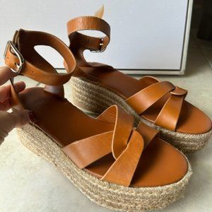 ZARA leather wedge sandals
